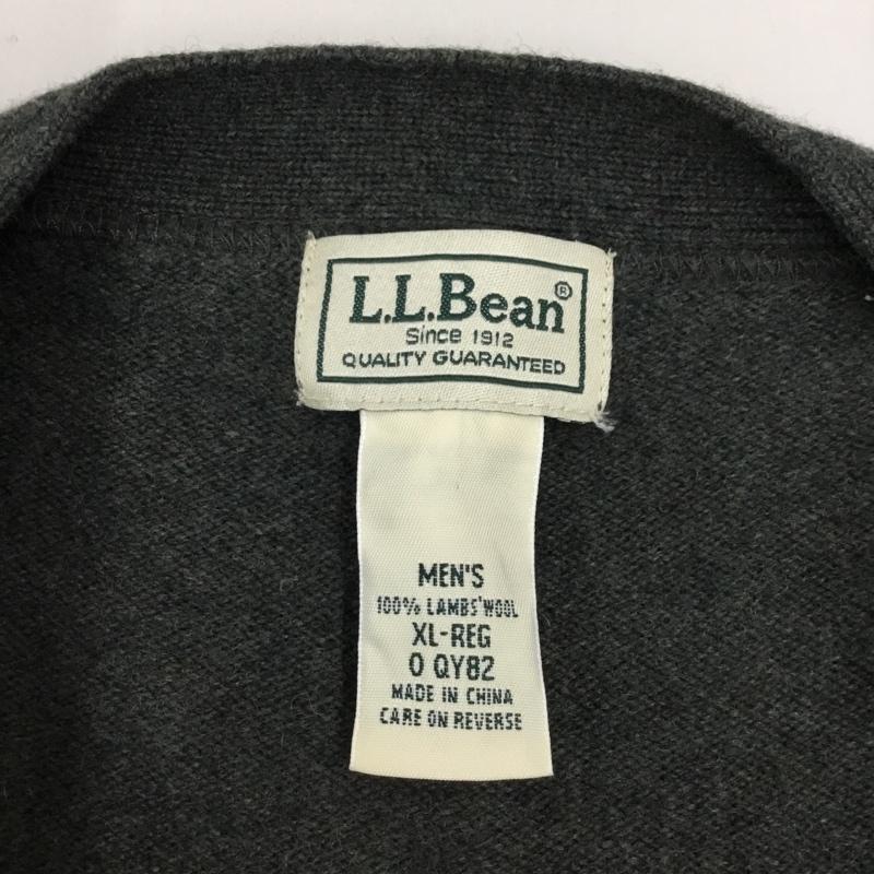 エルエルビーン L.L.Bean カーディガン 長袖 長袖ニットカーディガン リブニットカーディガン 前ボタン XL 無地 カーキ / カーキ /  メンズ USED 古着 中古 10121788