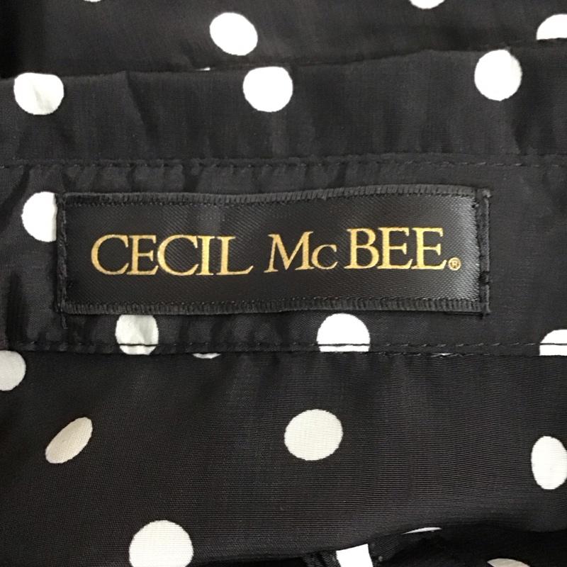 セシルマクビー CECIL McBEE ワンピース ひざ丈スカート 長袖シャツワンピース カラーブラウスワンピース 総柄 M 総柄 黒 / ブラック / X 白 / ホワイト /  レディース USED 古着 中古 10113796