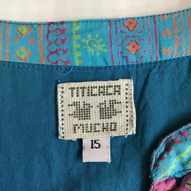 チチカカ TITICACA ワンピース ロングスカート ISICC740 ブロックプリント スリットネック 七分袖 総柄 マルチカラー / マルチカラー /  レディース USED 古着 中古 10116465