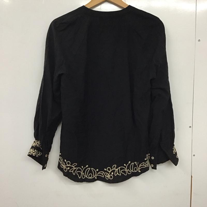 ザラ ZARA シャツ、ブラウス 長袖 長袖シャツ ノーカラーシャツ 刺繍シャツ XS 刺繍 黒 / ブラック /  レディース USED 古着 中古 10136784