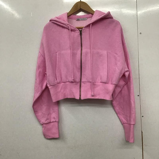 ザラ ZARA パーカー 長袖 ジップアップパーカー 長袖パーカー カジュアルジャケット M 無地 桃 / ピンク /  レディース USED 古着 中古 10145435