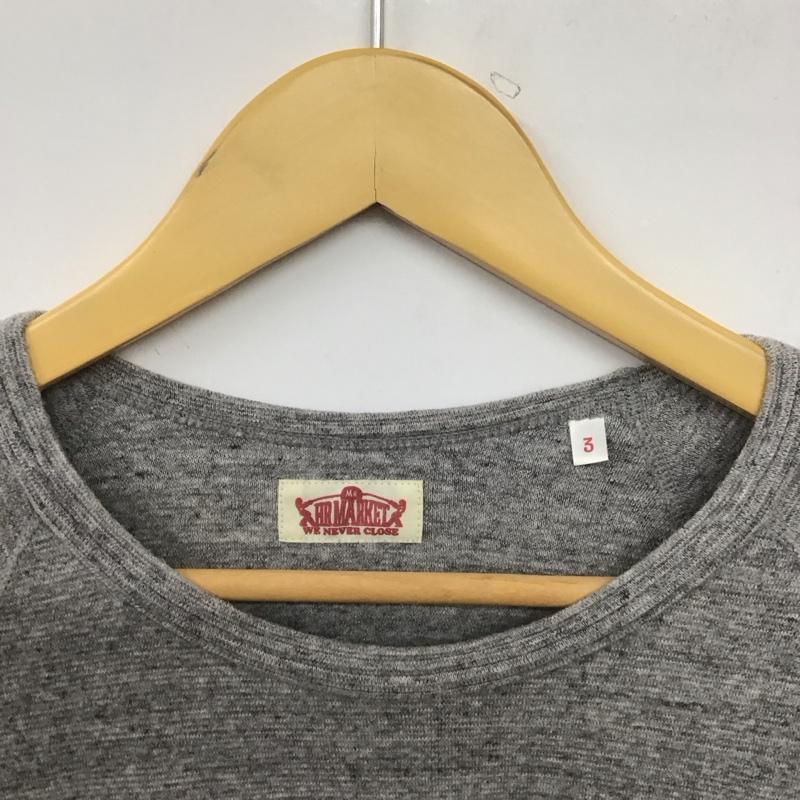 ハリウッドランチマーケット H.R MARKET カットソー 長袖 長袖カットソー 無地カットソー クルーネック ラグラン 3 無地 灰 / グレー /  メンズ USED 古着 中古 10147594