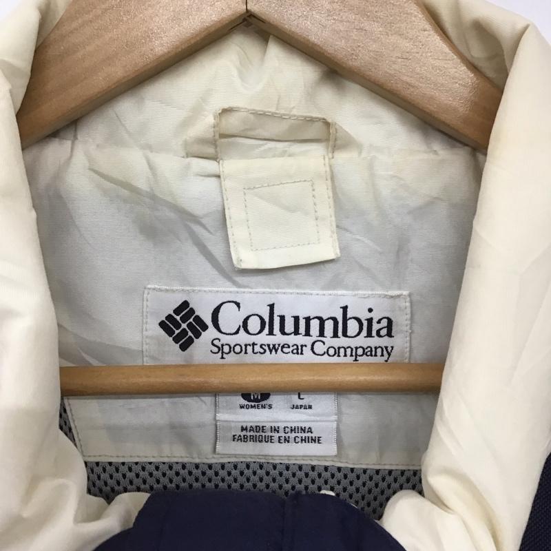 コロンビア Columbia ジャケット、上着 ジャンパー、ブルゾン ジップアップジャケット ナイロンジャケット アウター M ロゴ、文字 紺 / ネイビー / X アイボリー / アイボリー /  メンズ USED 古着 中古 10149129
