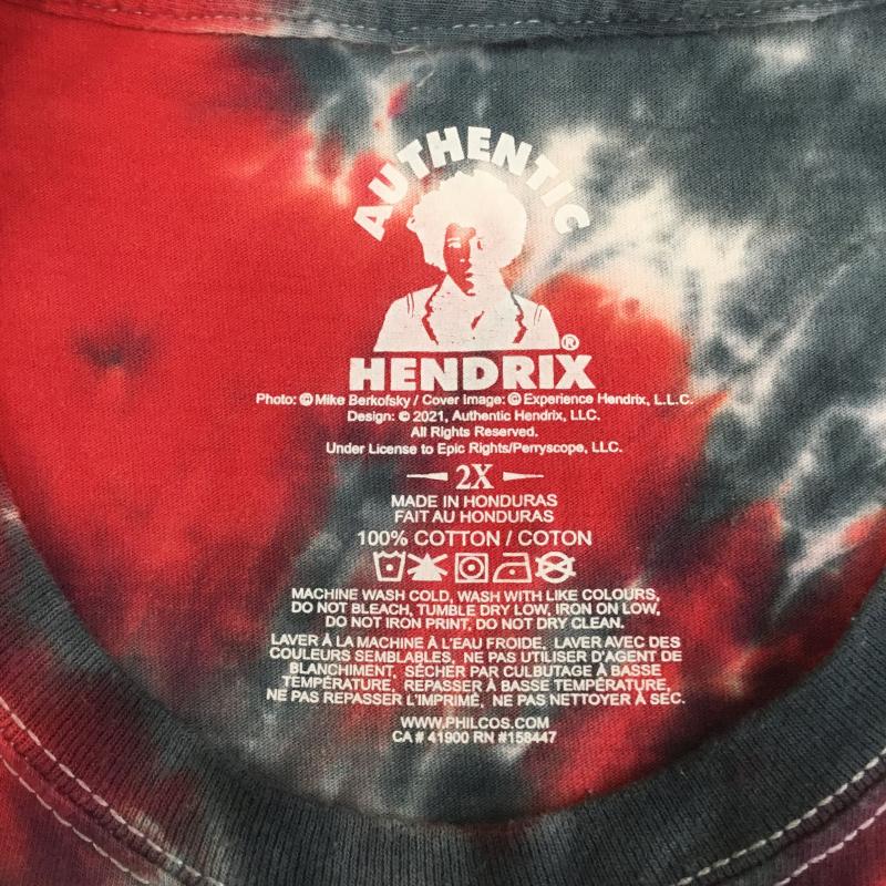 ユーズドクロージング used clothes Tシャツ 半袖 Jimi Hendrix　ジミ・ヘンドリックス タイダイ柄 XXL 総柄 灰 / グレー / X 赤 / レッド /  メンズ USED 古着 中古 10129331