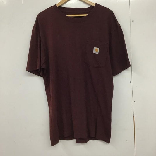 カーハート Carhartt Tシャツ 半袖 半袖カットソー プリントTシャツ クルーネックカットソー S ロゴ、文字 えんじ / ワインレッド /  メンズ USED 古着 中古 10133495