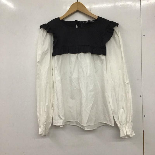 ザラ ZARA シャツ、ブラウス 長袖 M 無地 白 / ホワイト / X 黒 / ブラック /  レディース USED 古着 中古 10137412