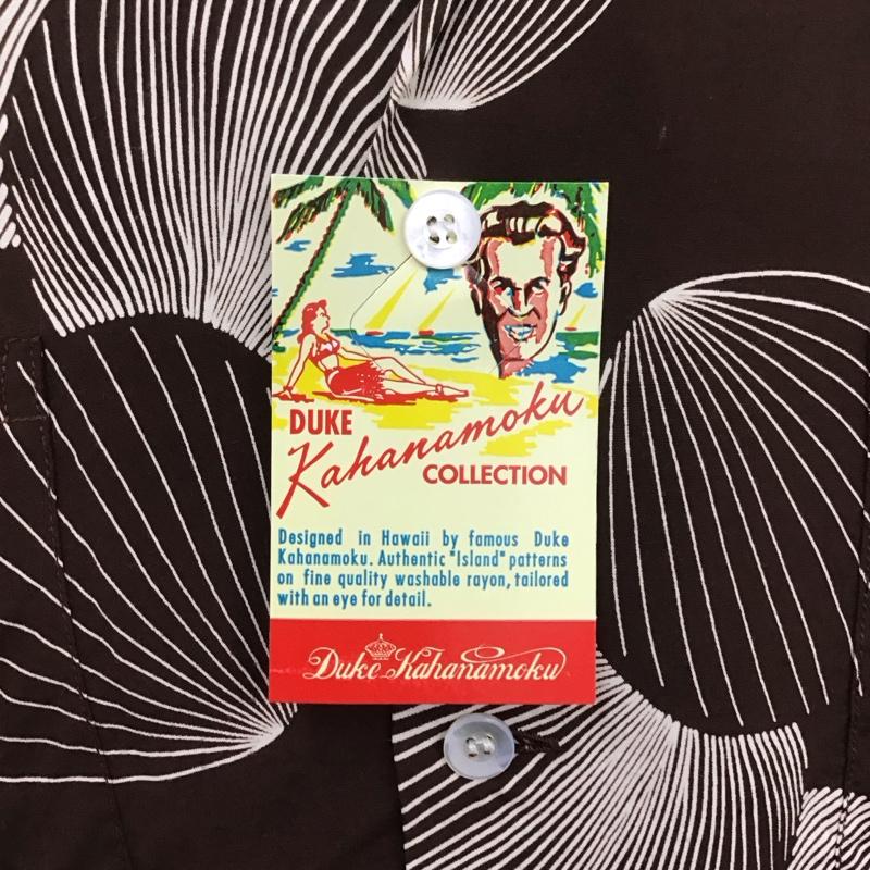 デュークカハナモク DUKE KAHANAMOKU シャツ、ブラウス 半袖 DK37570 DUKE S SHELL スペシャルエディション アロハシャツ 箱有 L 総柄 茶 / ブラウン /  メンズ USED 古着 中古 10107551