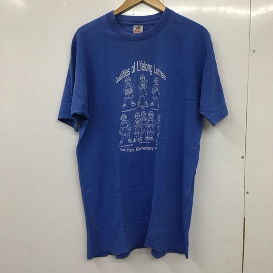 フルーツオブザルーム FRUIT OF THE LOOM Tシャツ 半袖 半袖カットソー プリントTシャツ クルーネックカットソー 80s L ロゴ、文字 青 / ブルー /  メンズ USED 古着 中古 10138161