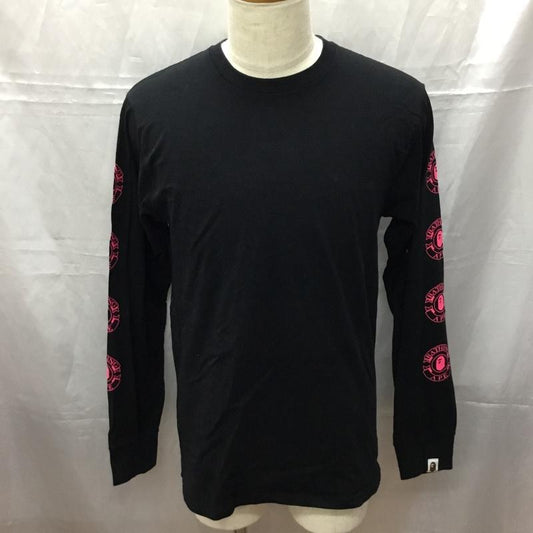 ベイプ BAPE カットソー 長袖 長袖カットソー クルーネックカットソー 長袖Tシャツ プリントTシャツ M ロゴ、文字 黒 / ブラック /  メンズ USED 古着 中古 10111288