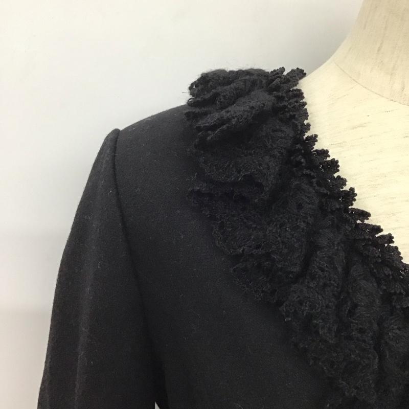 ピンクハウス PINK HOUSE セットアップ セットアップ P0103FJ01 P0103FP03 襟レース 裾レース ジャケット パンツ 七分丈パンツ L 無地 黒 / ブラック /  レディース USED 古着 中古 10144434