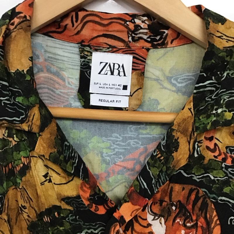 ザラ ZARA シャツ、ブラウス 半袖 半袖シャツ プリントシャツ カジュアルシャツ L プリント マルチカラー / マルチカラー /  メンズ USED 古着 中古 10136142