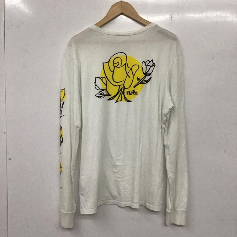 ナイキ NIKE カットソー 長袖 923451-100 フラワープリント 長袖カットソー クルーネックカットソー XL プリント 白 / ホワイト /  メンズ USED 古着 中古 10136165