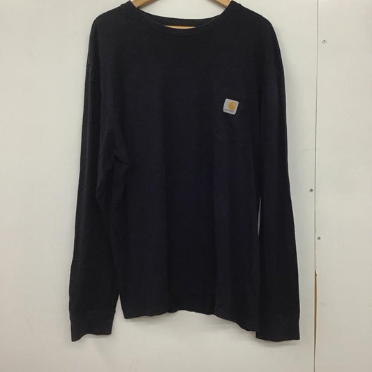 カーハート Carhartt カットソー 長袖 長袖カットソー 無地カットソー クルーネック ロゴ XL ロゴ、文字 紺 / ネイビー /  メンズ USED 古着 中古 10145934