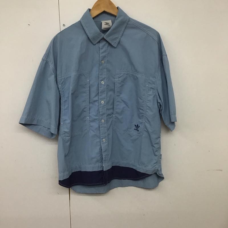 アディダス adidas シャツ、ブラウス 半袖 半袖シャツ 刺繍シャツ ポケットシャツ ロゴ、文字 インディゴ / インディゴ /  メンズ USED 古着 中古 10140129