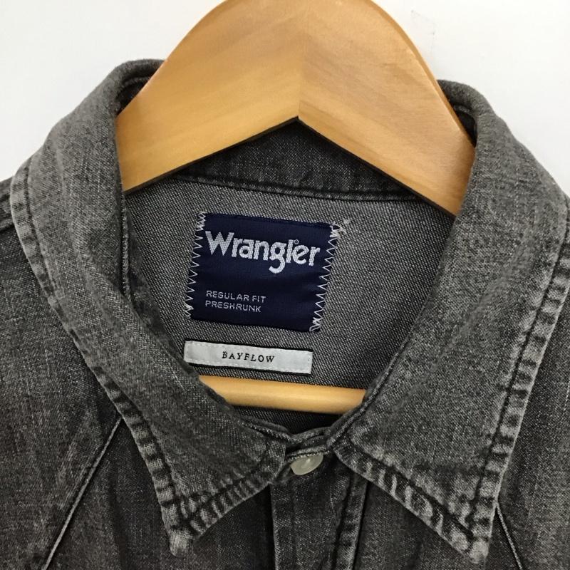 ベイフロー BAYFLOW シャツ、ブラウス 長袖 長袖シャツ 無地シャツ カラーシャツ デニムシャツ wrangler M ダメージ加工 黒 / ブラック /  メンズ USED 古着 中古 10132696