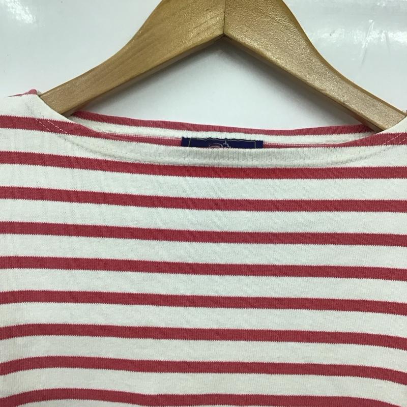 セントジェームス SAINT JAMES カットソー 長袖 長袖カットソー ワイドネックカットソー ボーダー ボーダー柄 白 / ホワイト / X 桃 / ピンク /  メンズ USED 古着 中古 10131386