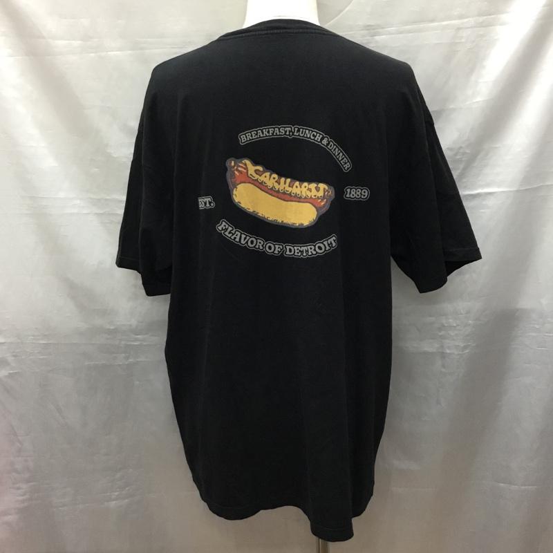 カーハート Carhartt Tシャツ 半袖 半袖カットソー プリントTシャツ クルーネックカットソー XL ロゴ、文字 黒 / ブラック /  メンズ USED 古着 中古 10120463