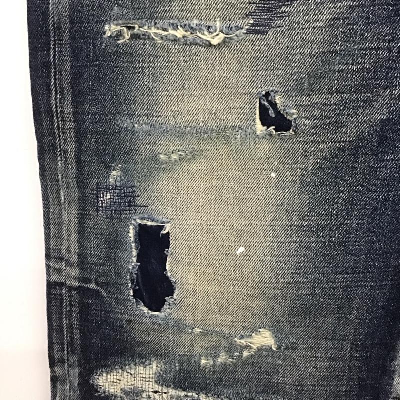 エターナル ETERNAL パンツ デニム、ジーンズ 53739 リメイクストレート5ポケットパンツ デニムパンツ ダメージ加工 36 無地 インディゴ / インディゴ /  メンズ USED 古着 中古 10108633