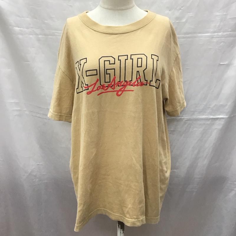 エックスガール X-girl Tシャツ 半袖 クルーネック ロゴ、文字 ベージュ / ベージュ /  レディース USED 古着 中古 10117036