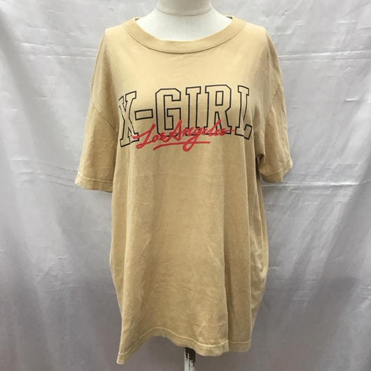 エックスガール X-girl Tシャツ 半袖 クルーネック ロゴ、文字 ベージュ / ベージュ /  レディース USED 古着 中古 10117036