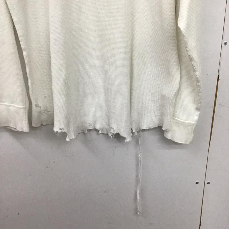 アンセルム ANCELLM カットソー 長袖 anc-ct134 25AW AGEWAFFLECREWLSTSHIRT 3 ダメージ加工 白 / ホワイト /  メンズ USED 古着 中古 10148066