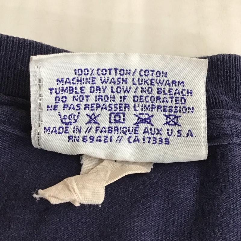 リーボック Reebok Tシャツ 半袖 クルーネック XL ロゴ、文字 紺 / ネイビー /  メンズ USED 古着 中古 10118316