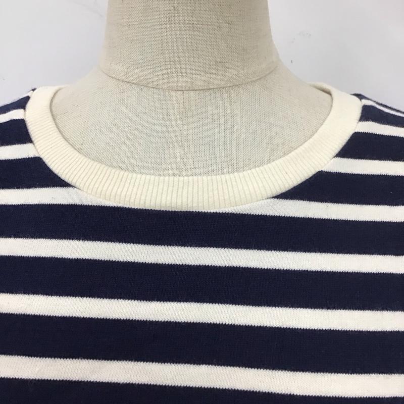 ザラ ZARA カットソー 半袖 0858 460 066 フレンチスリーブ ノースリーブ S ボーダー柄 白 / ホワイト / X 紺 / ネイビー /  レディース USED 古着 中古 10113490
