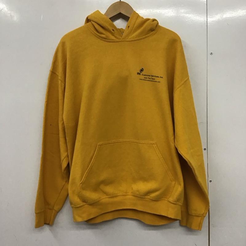 ギルダン GILDAN パーカー 長袖 長袖パーカー プルオーバーパーカー スウェット L ロゴ、文字 黄 / イエロー /  メンズ USED 古着 中古 10145524