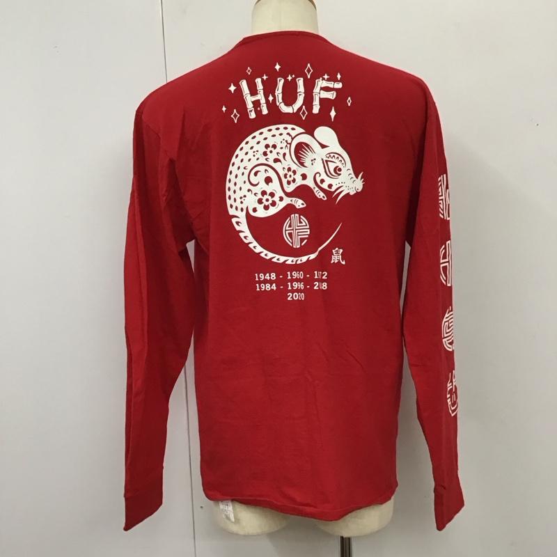 ハフ HUF Tシャツ 長袖 YEAR OF THE RAT LS TEE 干支 ネズミ L プリント 赤 / レッド /  メンズ USED 古着 中古 10118090