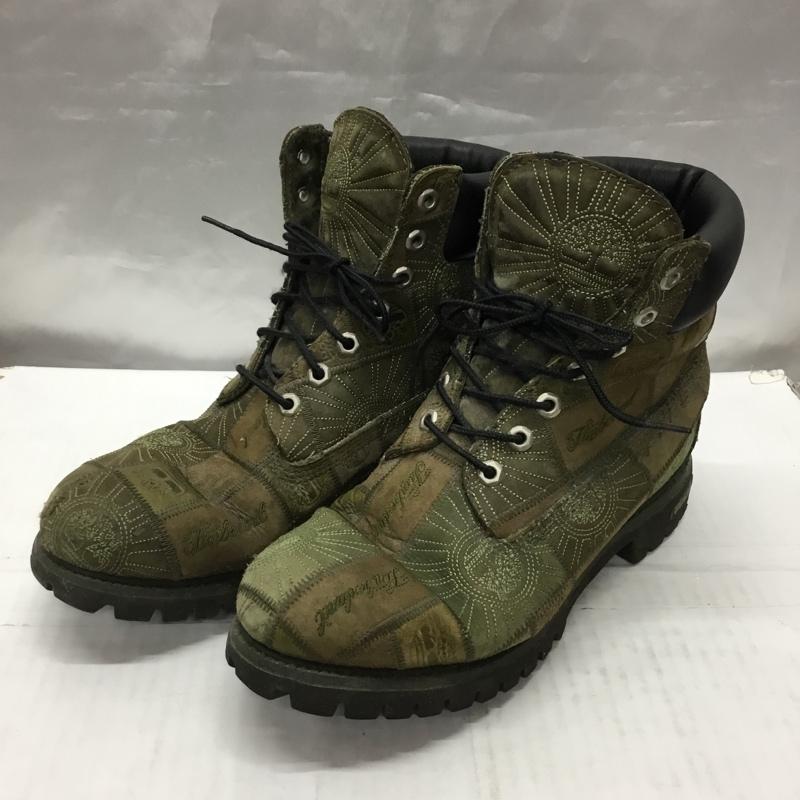 ティンバーランド Timberland ブーツ ショートブーツ 11565 パッチワーク 10W 総柄 カーキ / カーキ / X 黒 / ブラック /  メンズ USED 古着 中古 10108436