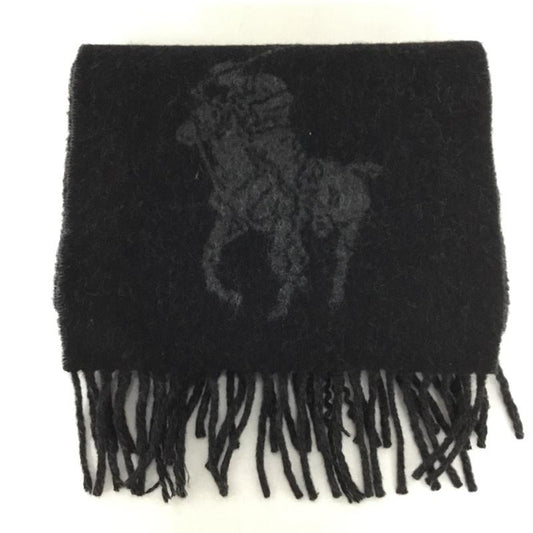 ポロラルフローレン POLO RALPH LAUREN マフラー マフラー ビッグポニー フリンジ  黒 / ブラック / X 灰 / グレー /  メンズ USED 古着 中古 10144333