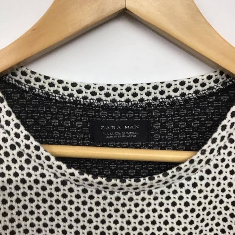 ザラメン ZARA MAN カットソー 半袖 半袖カットソー プリントTシャツ クルーネックカットソー M 総柄 白 / ホワイト / X 黒 / ブラック /  メンズ USED 古着 中古 10145540