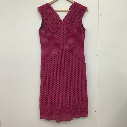 ランバン LANVIN ワンピース ロングスカート ロングワンピース ノースリーブワンピース タイトスカート 40 総柄 マゼンタ / マゼンタ /  レディース USED 古着 中古 10147239