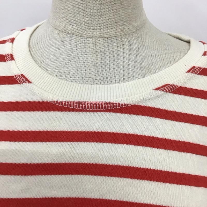ザラ ZARA カットソー 長袖 0858 103 601 クルーネック ロンT M ボーダー柄 赤 / レッド / X オフホワイト / オフホワイト /  レディース USED 古着 中古 10113460
