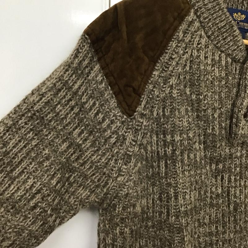 古着 USED ニット、セーター 長袖 長袖ニットカットソー ヘンリーネック セーター L 無地 茶 / ブラウン /  メンズ USED 古着 中古 10131545