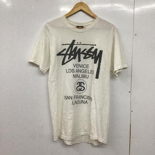 ステューシー STUSSY Tシャツ 半袖 半袖カットソー プリントTシャツ クルーネックカットソー M プリント 白 / ホワイト /  メンズ USED 古着 中古 10148263