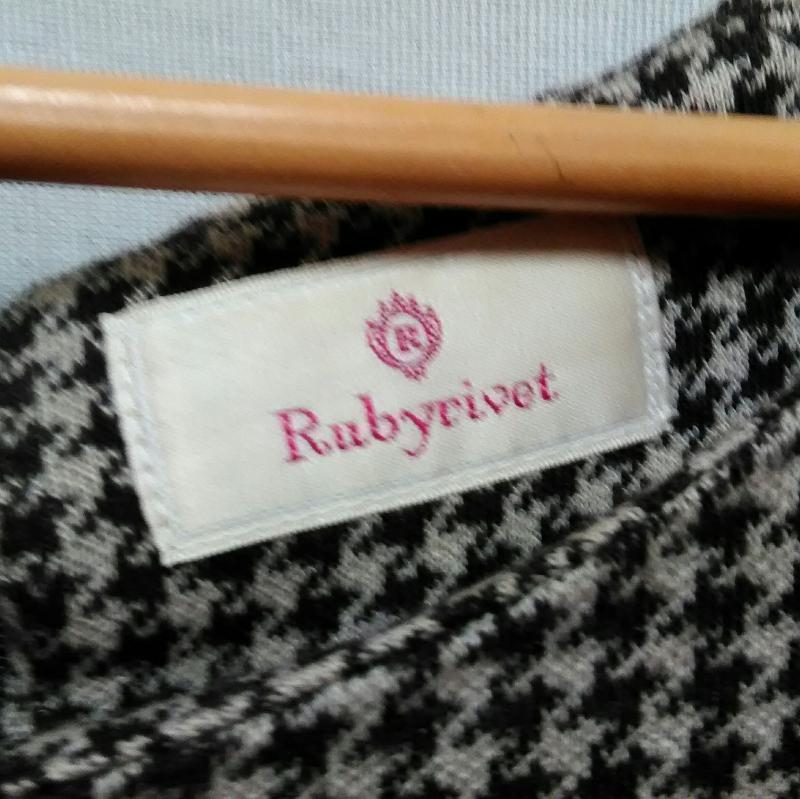 ルビーリベット Rubyrivet ワンピース ひざ丈スカート 38 千鳥格子 ベージュ / ベージュ / X 茶 / ブラウン /  レディース USED 古着 中古 10011901