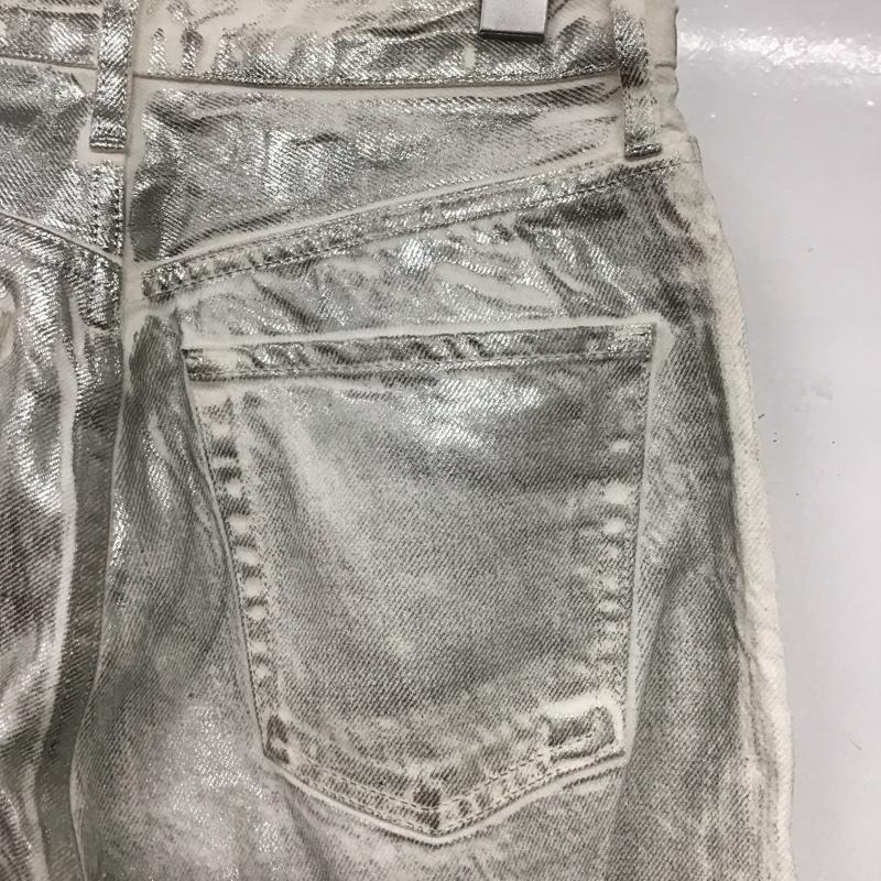 ザラ ZARA パンツ デニム、ジーンズ デニムパンツ ワイドパンツ カジュアルパンツ 36インチ 無地 白 / ホワイト / X 銀 / シルバー /  レディース USED 古着 中古 10145425