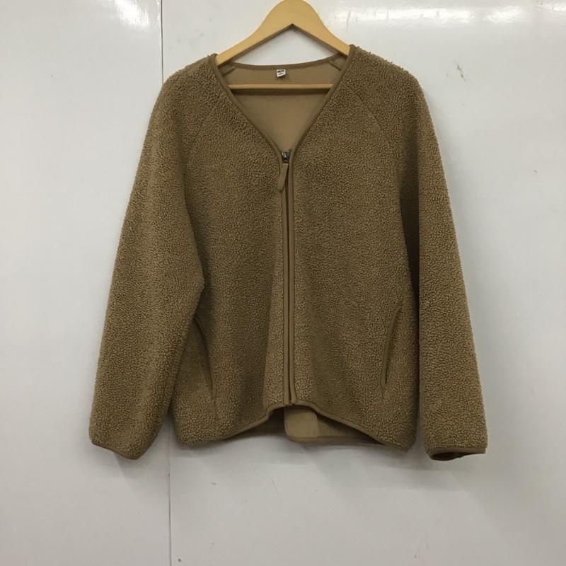 ユニクロ UNIQLO ジャケット、上着 ジャケット、ブレザー 241-418245 ボアフリースVネックフルジップカーディガン アウター XL 無地 ベージュ / ベージュ /  レディース USED 古着 中古 10143753