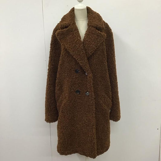 ザラ ZARA ジャケット、上着 ジャンパー、ブルゾン アウター カジュアルコート 前ボタン ボアジャケット L 無地 茶 / ブラウン /  レディース USED 古着 中古 10111764