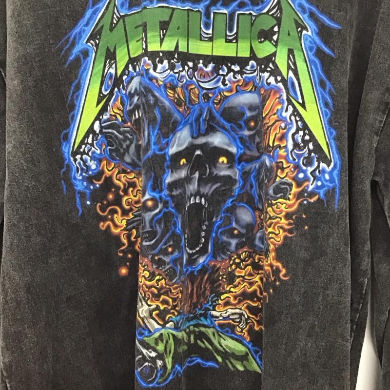 古着 USED カットソー 長袖 長袖カットソー プリントカットソー クルーネック 古着 L プリント 黒 / ブラック /  メンズ USED 古着 中古 10134934