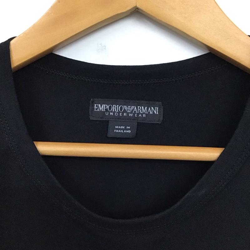 エンポリオアルマーニ EMPORIO ARMANI Tシャツ 半袖 半袖カットソー プリントTシャツ クルーネックカットソー アンダーウェア M ロゴ、文字 黒 / ブラック /  メンズ USED 古着 中古 10121656