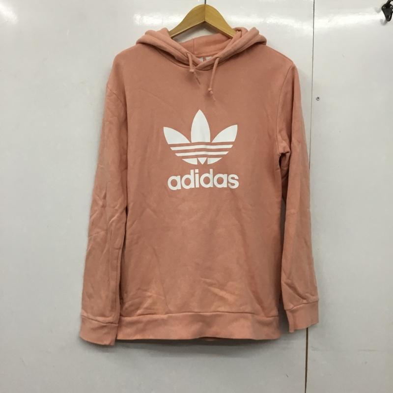 アディダス adidas パーカー 長袖 CW1245 フーディー プルオーバー M ロゴ、文字 桃 / ピンク /  メンズ USED 古着 中古 10144667