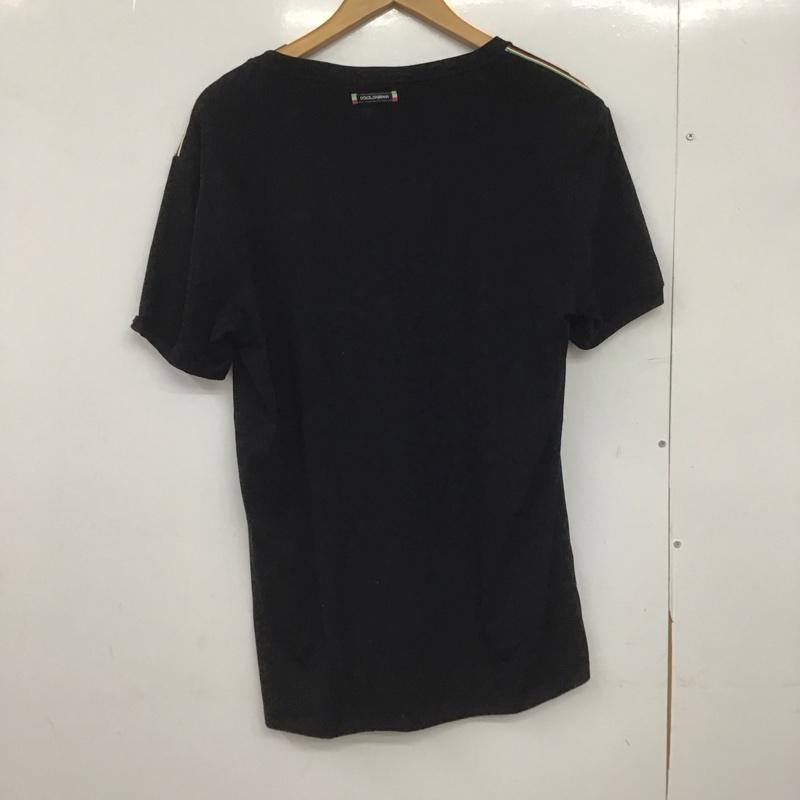 ドルチェアンドガッバーナ DOLCE&GABBANA Tシャツ 半袖 半袖カットソー プリントTシャツ Vネックカットソー XL 無地 黒 / ブラック /  メンズ USED 古着 中古 10148251