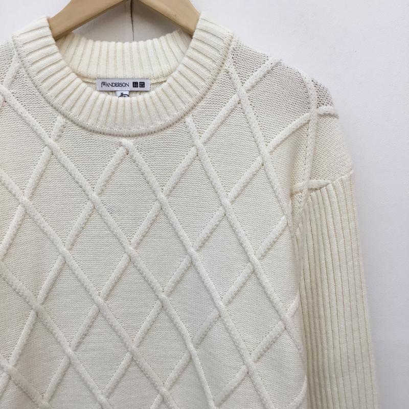 ユニクロ UNIQLO ニット、セーター 長袖 JW Anderson XL 無地 白 / ホワイト /  メンズ USED 古着 中古 10138696