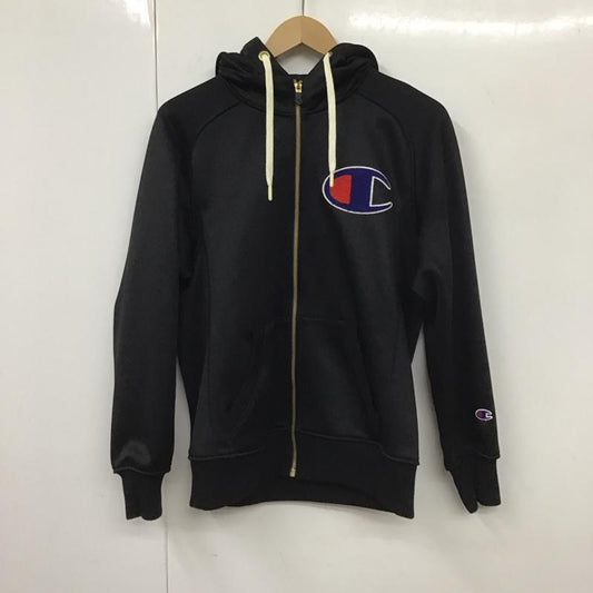 チャンピオン Champion パーカー 長袖 ジップアップパーカー 長袖パーカー カジュアルジャケット M ロゴ、文字 黒 / ブラック /  メンズ USED 古着 中古 10131527