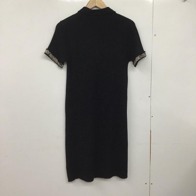 ザラ ZARA ワンピース ひざ丈スカート 6254 011 800 襟付きワンピース ニットワンピース 半袖 M 無地 黒 / ブラック /  レディース USED 古着 中古 10146931