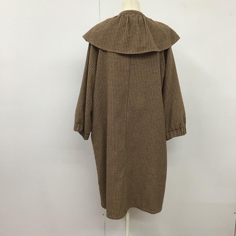 エヘカソポ ehka sopo コート コート一般 1303976 ケープ襟 ロング丈 FREE チェック 茶 / ブラウン /  レディース USED 古着 中古 10133445