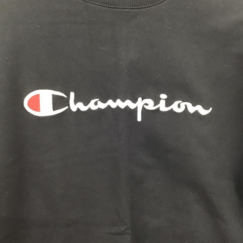 チャンピオン Champion トレーナー 長袖 長袖トレーナー スウェット クルーネック プルオーバー L ロゴ、文字 黒 / ブラック /  メンズ USED 古着 中古 10137836
