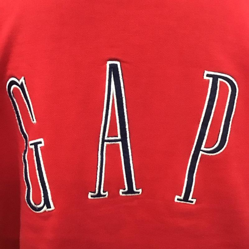 ギャップ GAP パーカー 長袖 90年代 USA製 スウェット 裏起毛 M ロゴ、文字 赤 / レッド /  メンズ USED 古着 中古 10112225